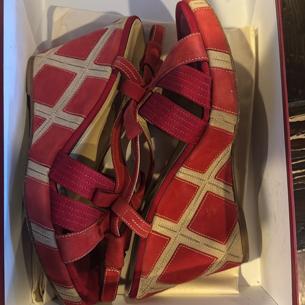 Red Salvatore ferragamo wedges